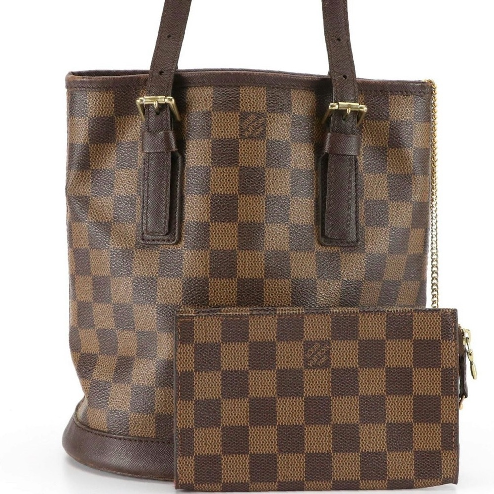 Louis Vuitton Marais Bucket Bag and Zip pouch in Damien Ebene Canvas